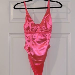Neon Pink Corset Bodysuit